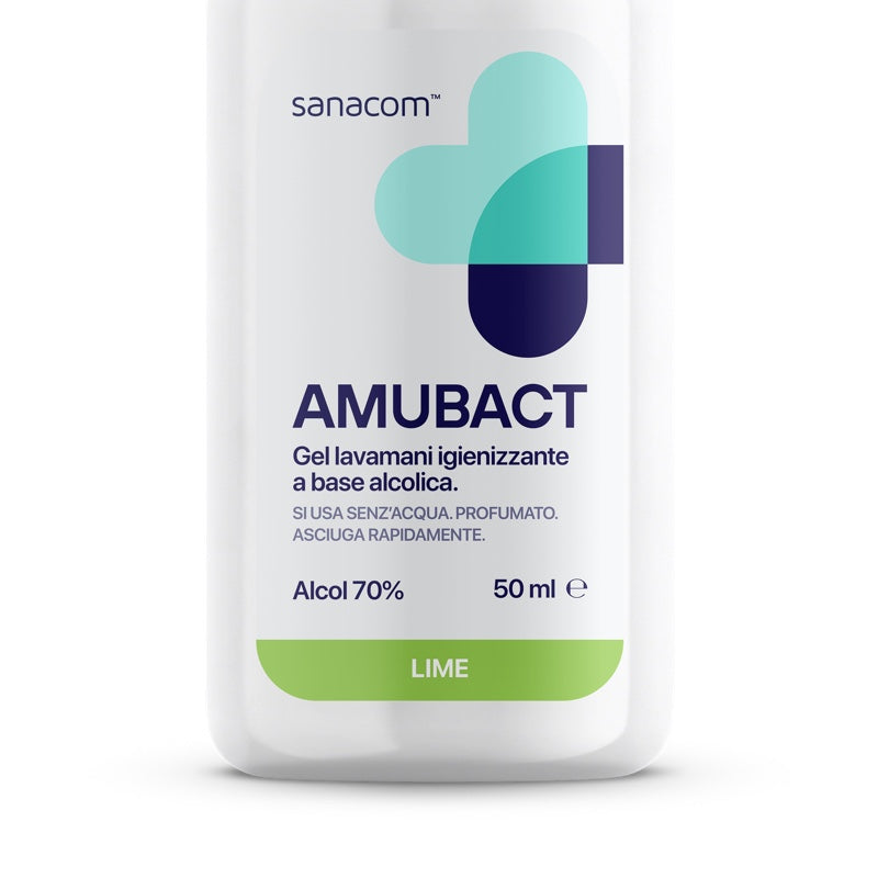 Amubact 50ml - Igienizzante mani profumato con formula emolliente anti-secchezza - Alcol 70%